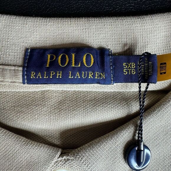 Polo Ralph Lauren Mens 5XB Short Sleeve Beige Cream Polo Shirt NWT - Picture 7 of 8